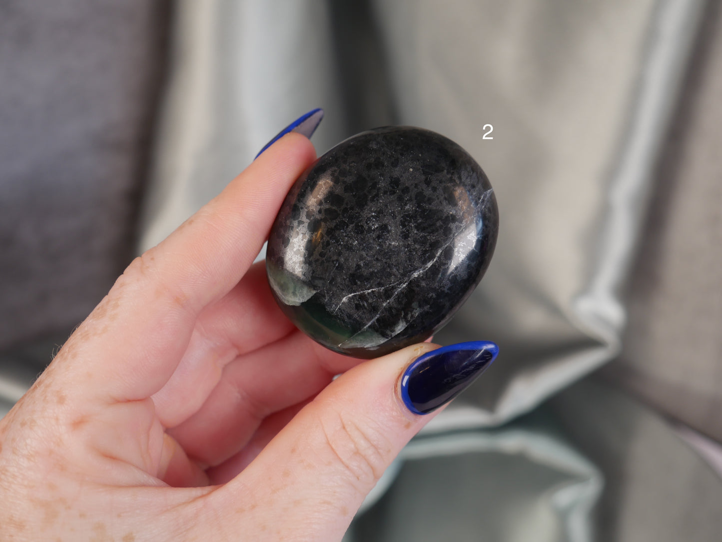 Green Kyanite & Hematite Palm Stone [various]