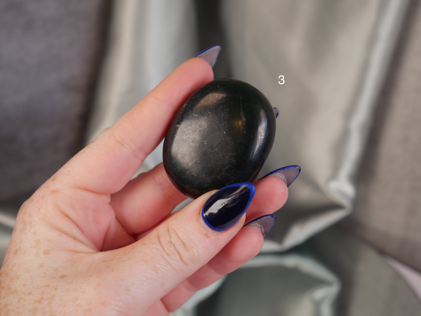Green Kyanite & Hematite Palm Stone [various]