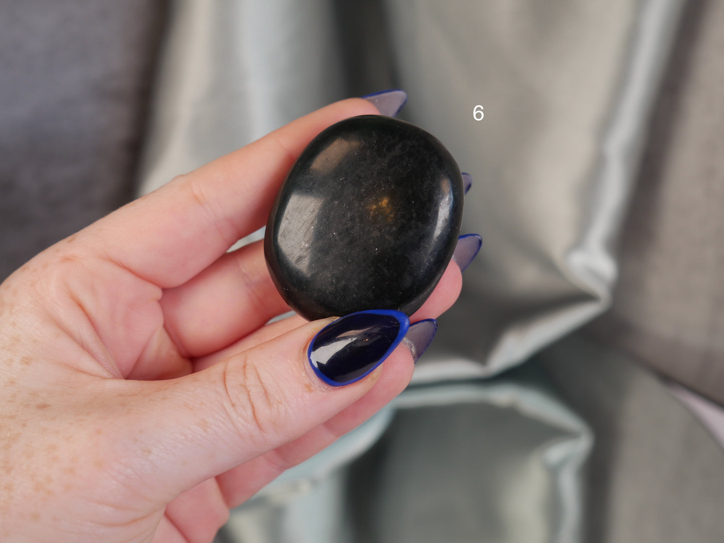 Green Kyanite & Hematite Palm Stone [various]