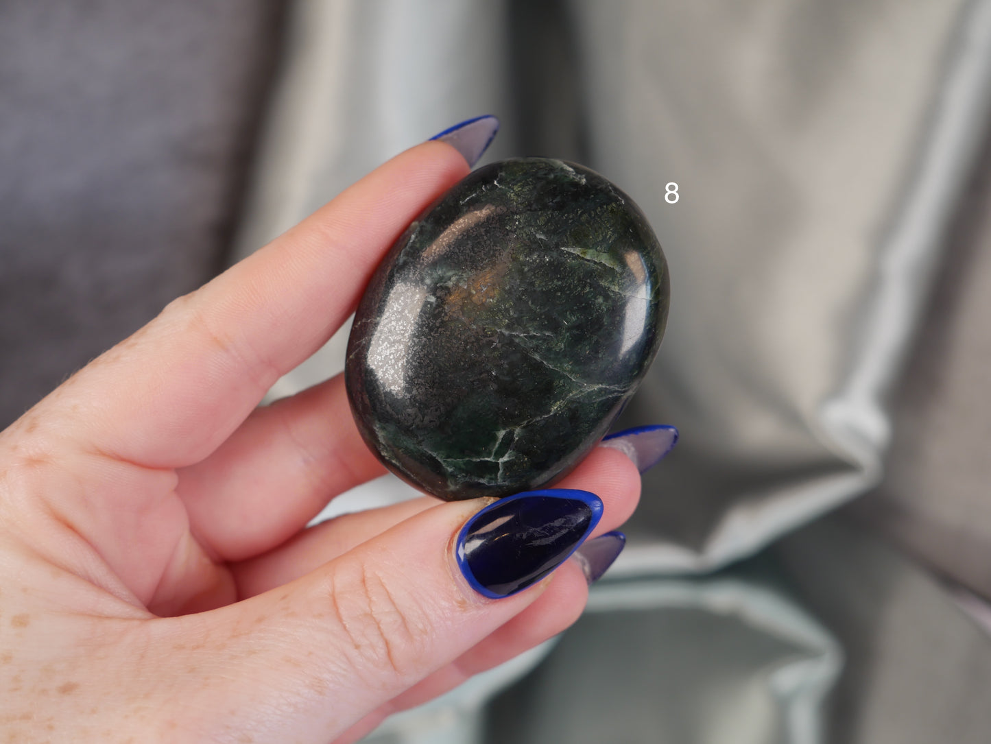 Green Kyanite & Hematite Palm Stone [various]