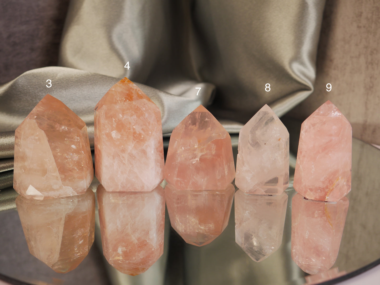 Brazilian Rose Quartz Towers [various; 1-19]