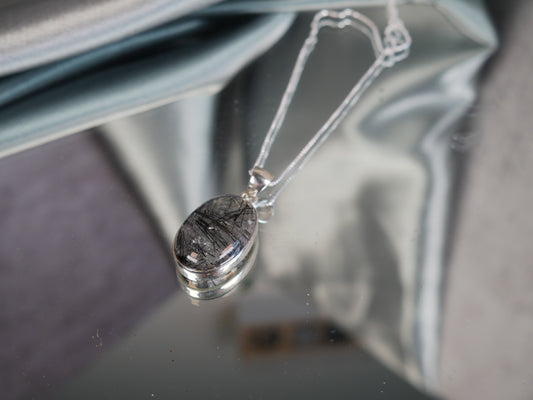 Black Tourmaline in Quartz Pendant