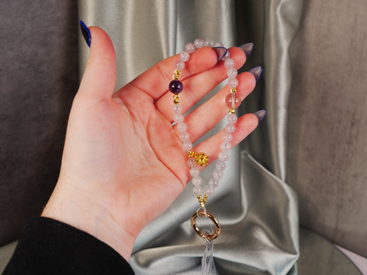 Clear Quartz & Amethyst Phone Chain