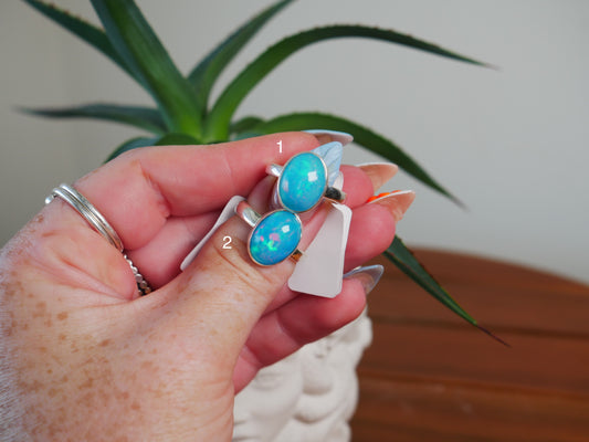 Blue Ethiopian Opal Ring - Circle