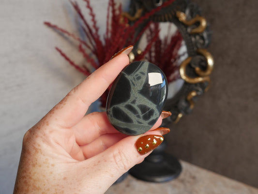 Spiderweb Obsidian Palm Stone #2