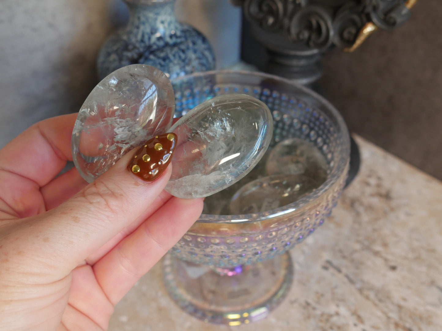 Prasiolite (Green Amethyst) Palm Stone [various]