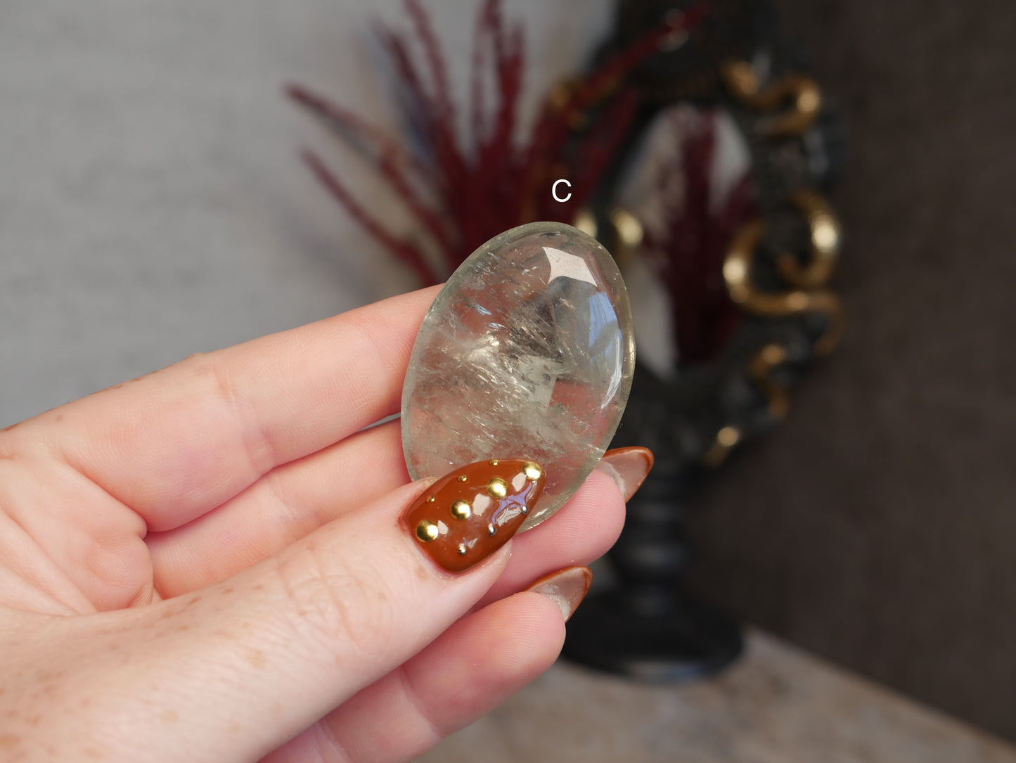 Prasiolite (Green Amethyst) Palm Stone [various]