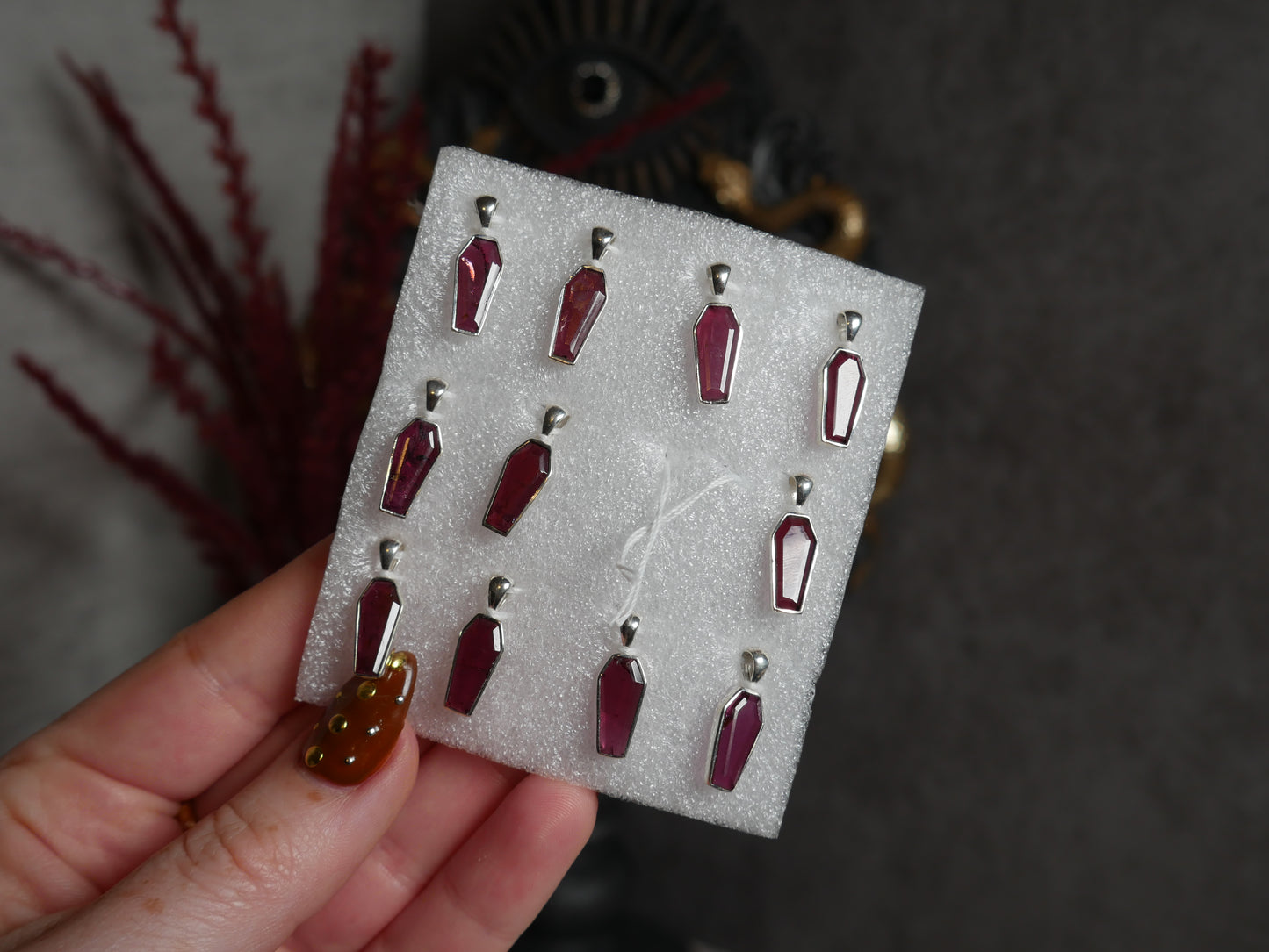 Garnet Coffin Necklace