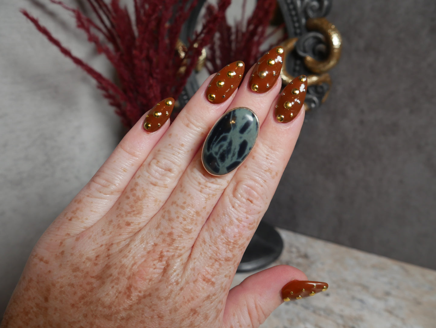 Spiderweb Obsidian Ring