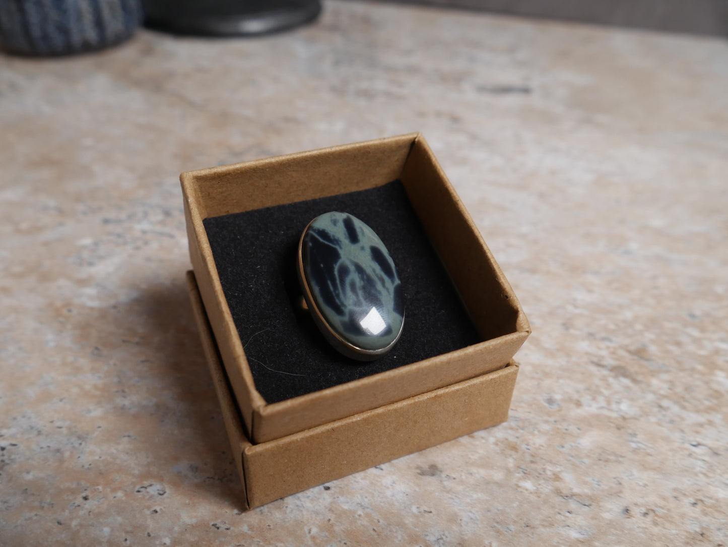Spiderweb Obsidian Ring