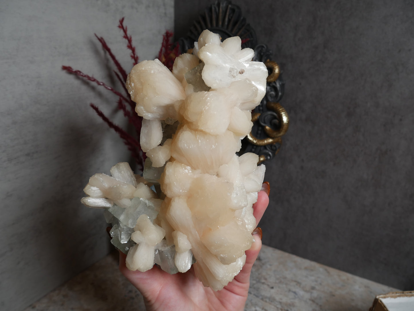 Peach Stilbite & Green Apophyllite