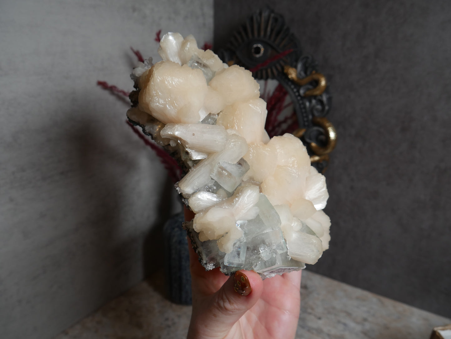 Peach Stilbite & Green Apophyllite