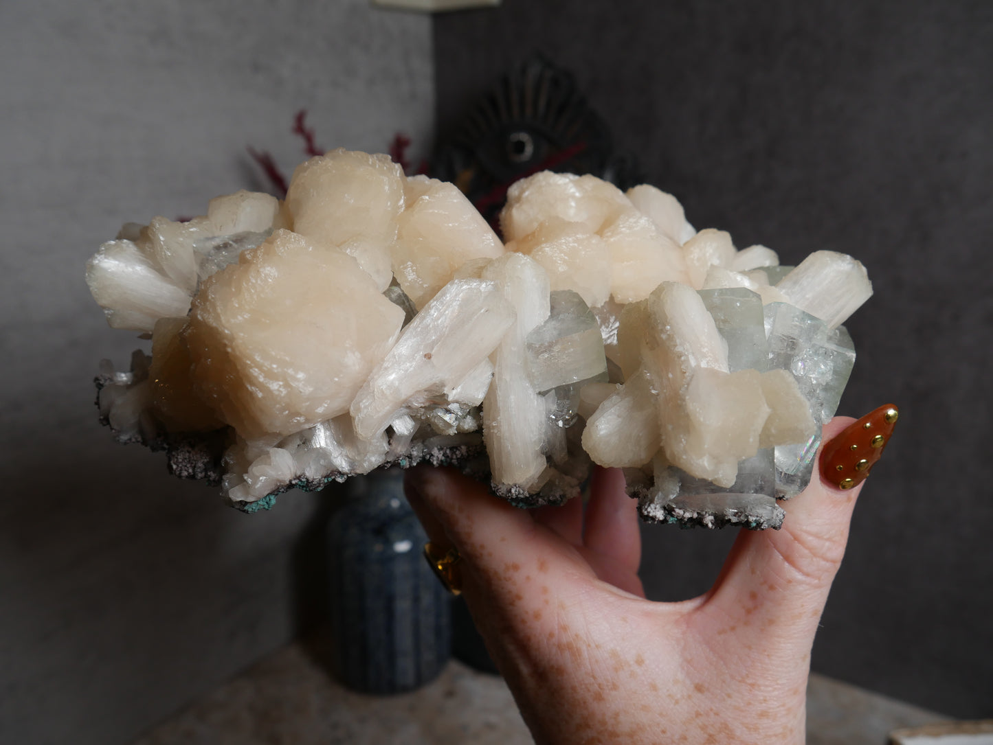 Peach Stilbite & Green Apophyllite