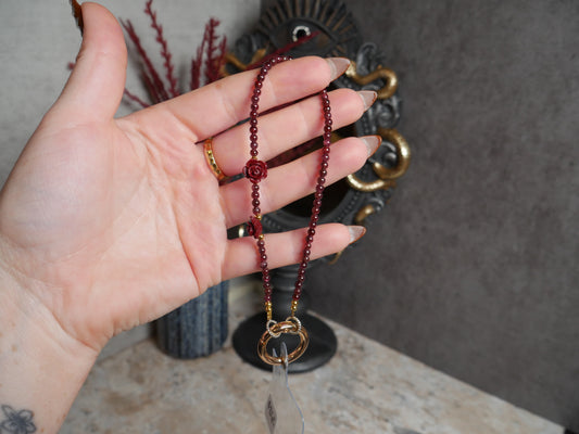 Garnet & Cinnabar Rose Phone Chain