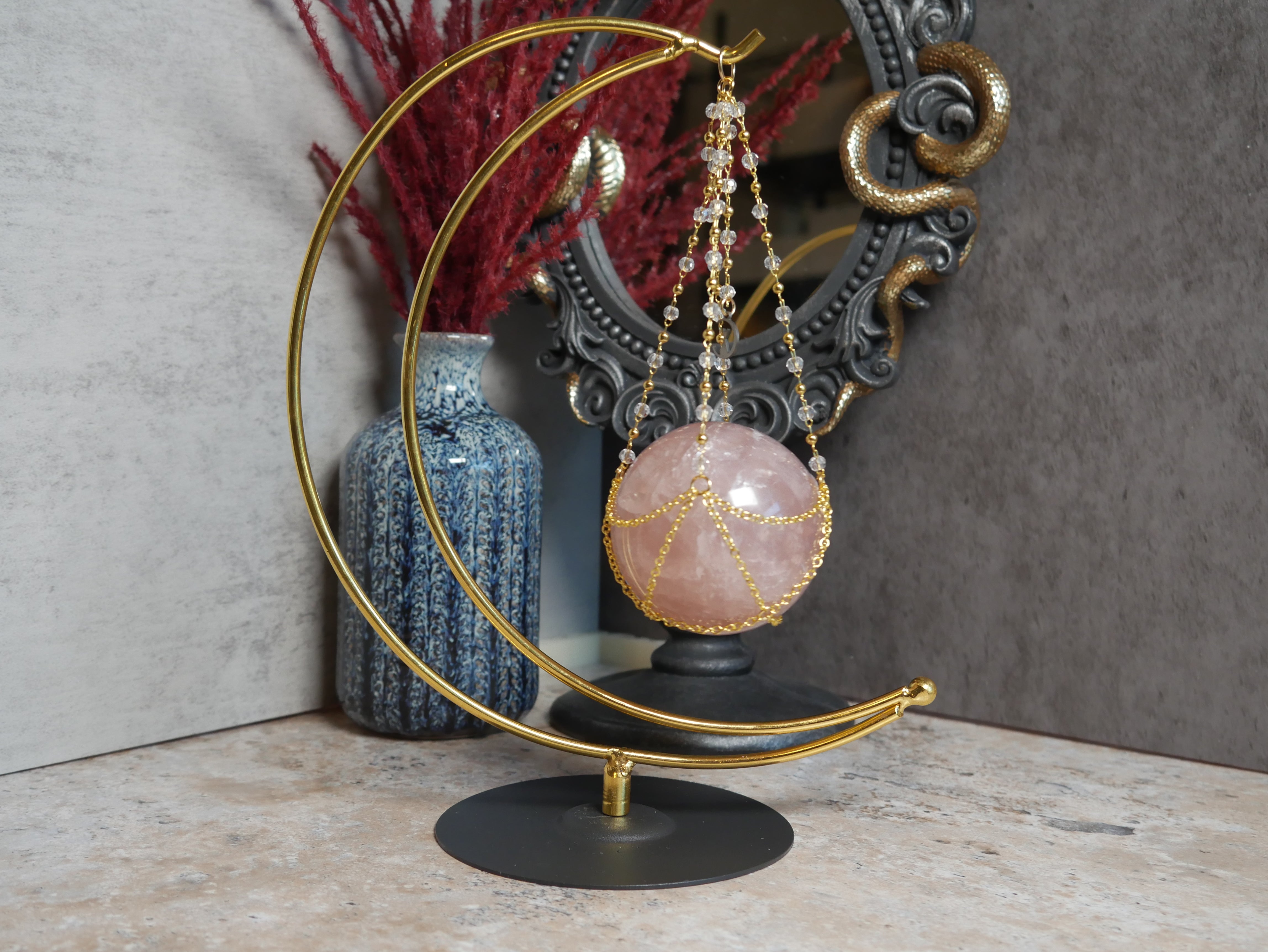 Moon Sphere Stand - Gold & Silver – Go to Gaia Crystals