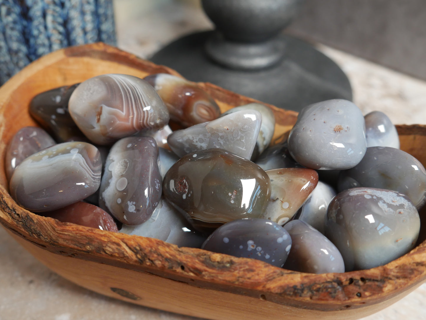 Grey Botswana Agate Tumble with Orbs
