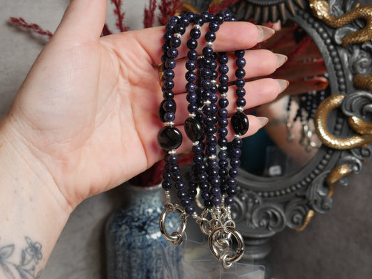 Blue Goldstone & Hypersthene Phone Chain