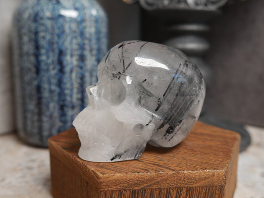 Tourmaline in Quartz Skull