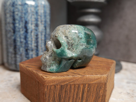 Moss Agate Skull