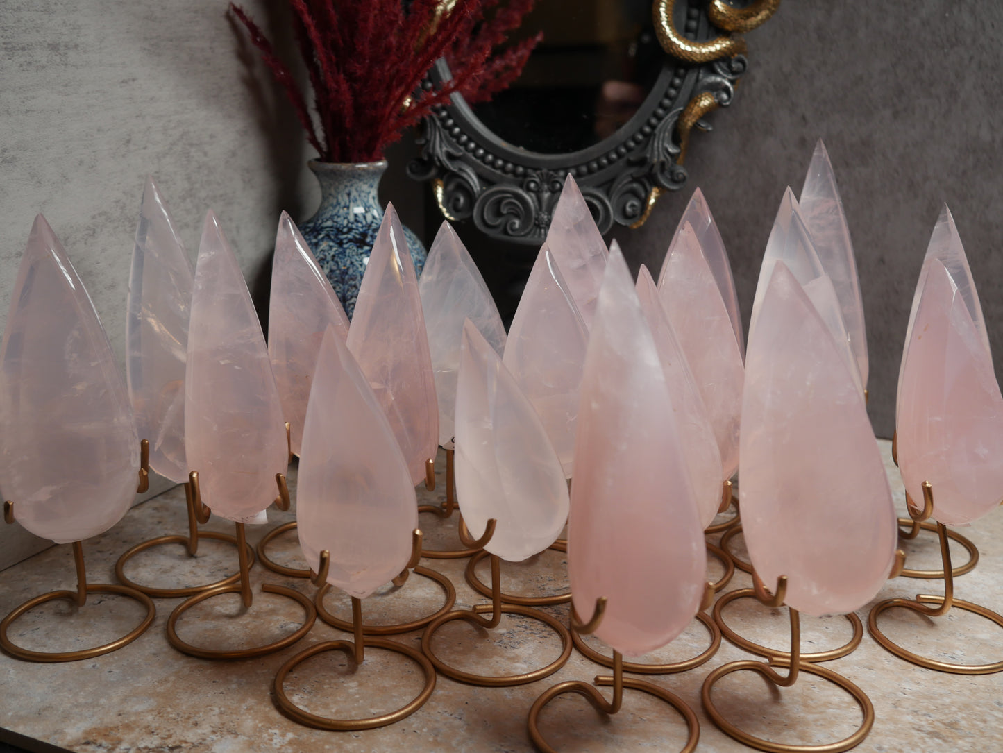 Girasol Rose Quartz Teardrops [various]