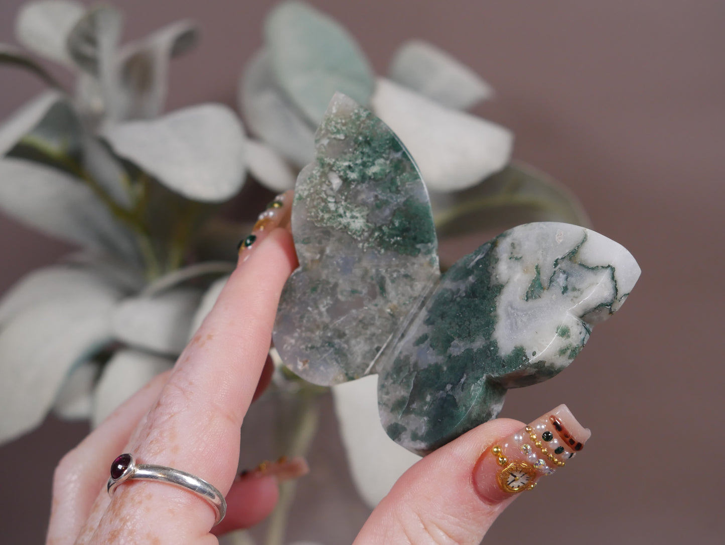 Moss Agate 3D Butterfly
