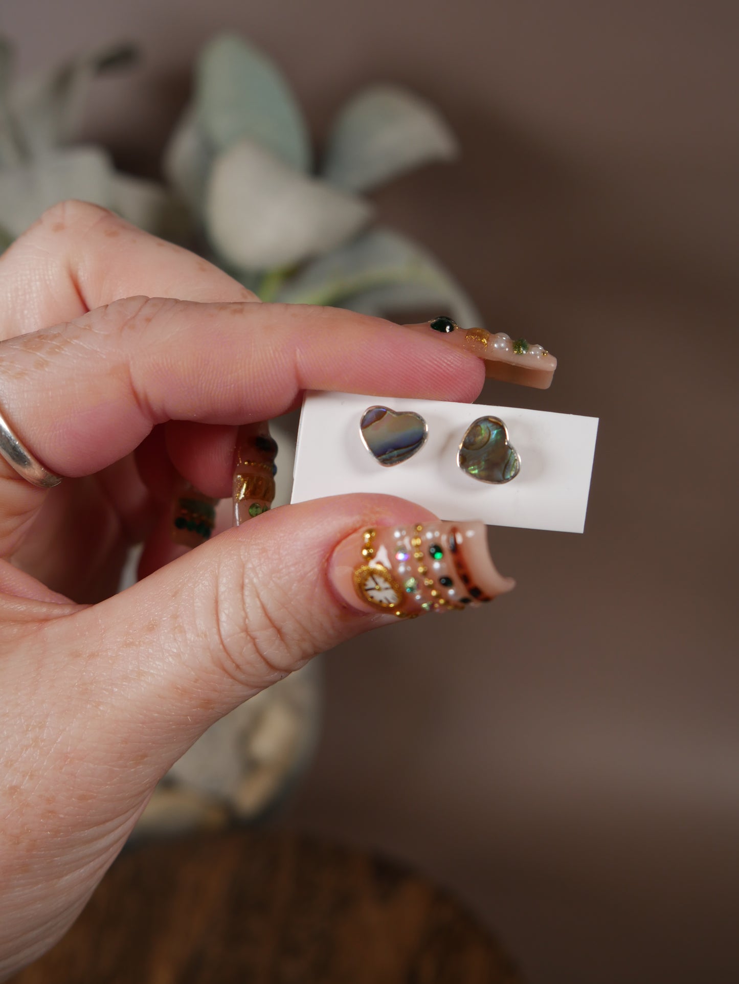 Abalone Heart Studs