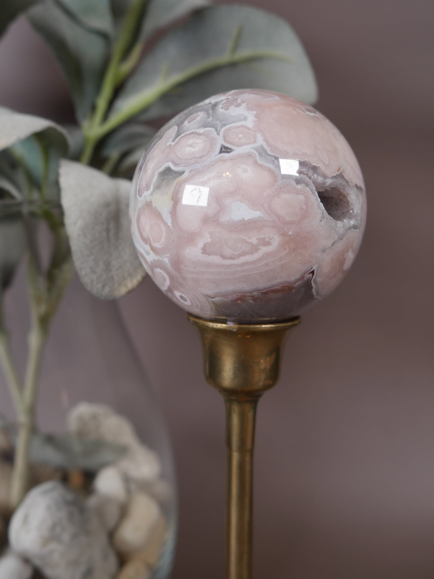 Pink Amethyst x Flower Agate Sphere