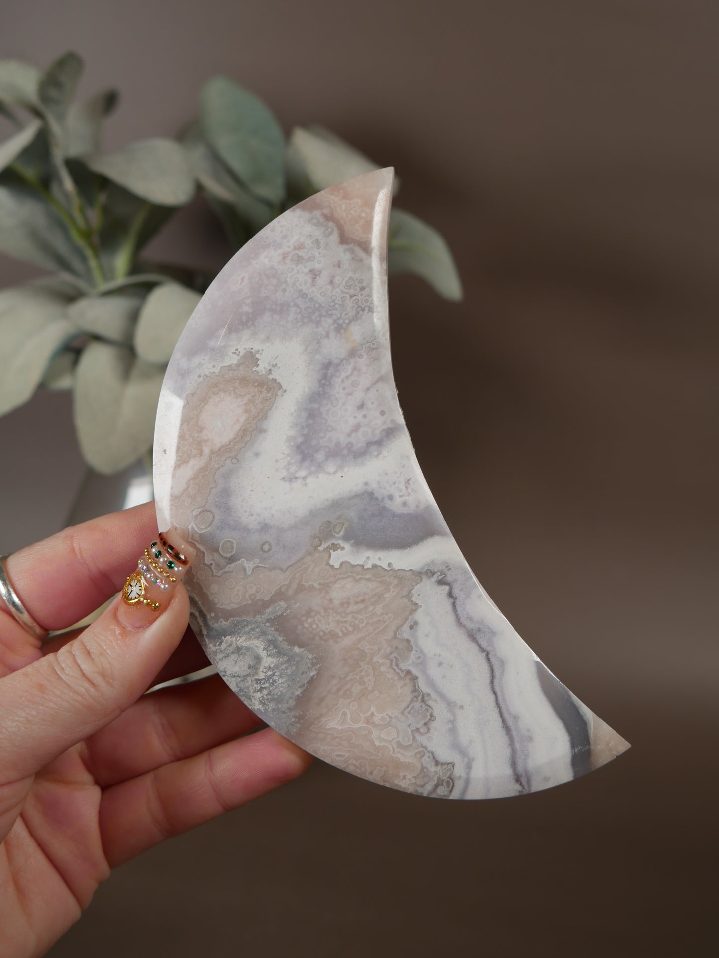 Pink Amethyst x Flower Agate Moon #1