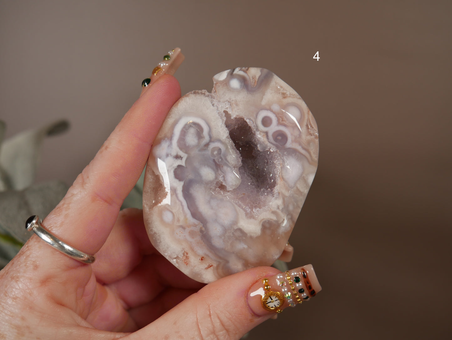 Pink Amethyst x Flower Agate Palm Stone [various]