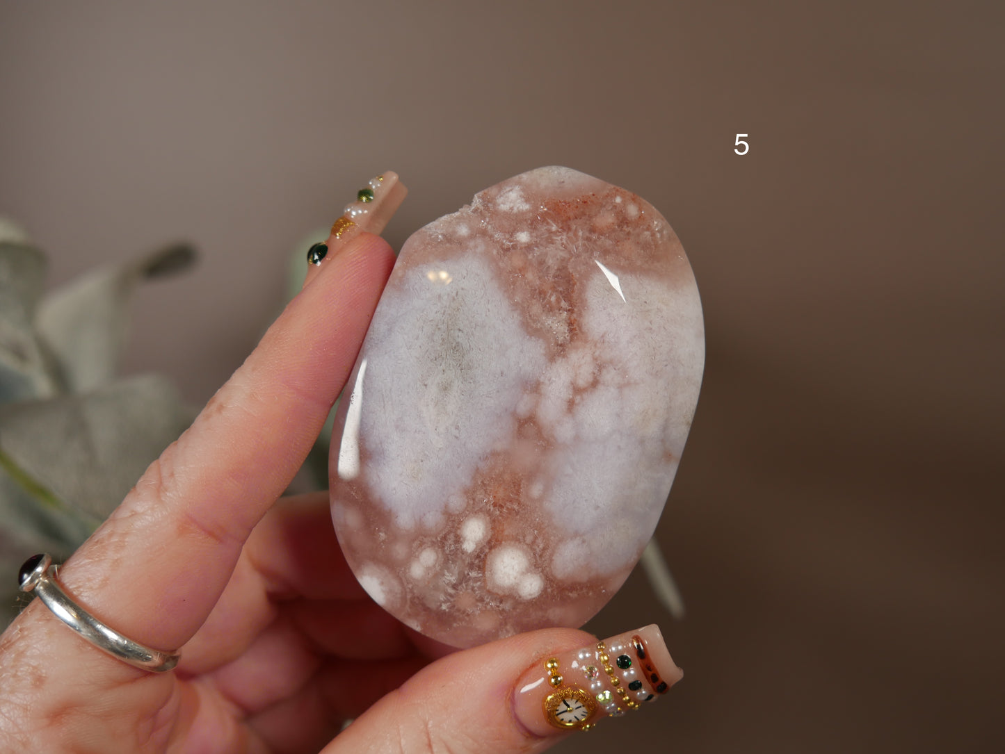 Pink Amethyst x Flower Agate Palm Stone [various]