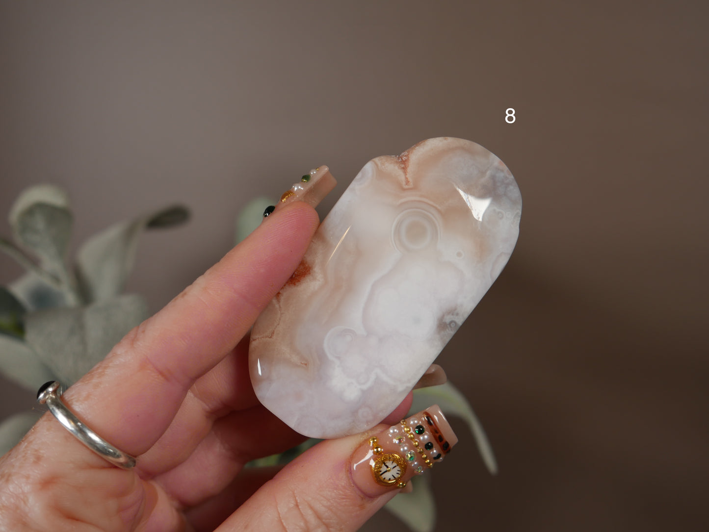 Pink Amethyst x Flower Agate Palm Stone [various]