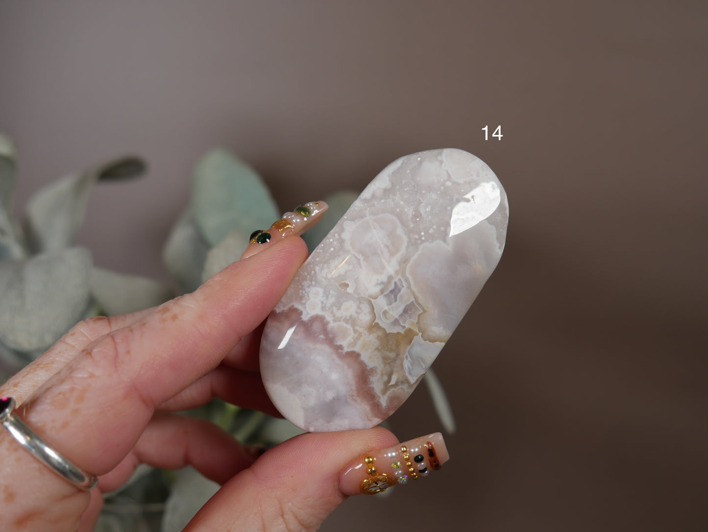 Pink Amethyst x Flower Agate Palm Stone [various]