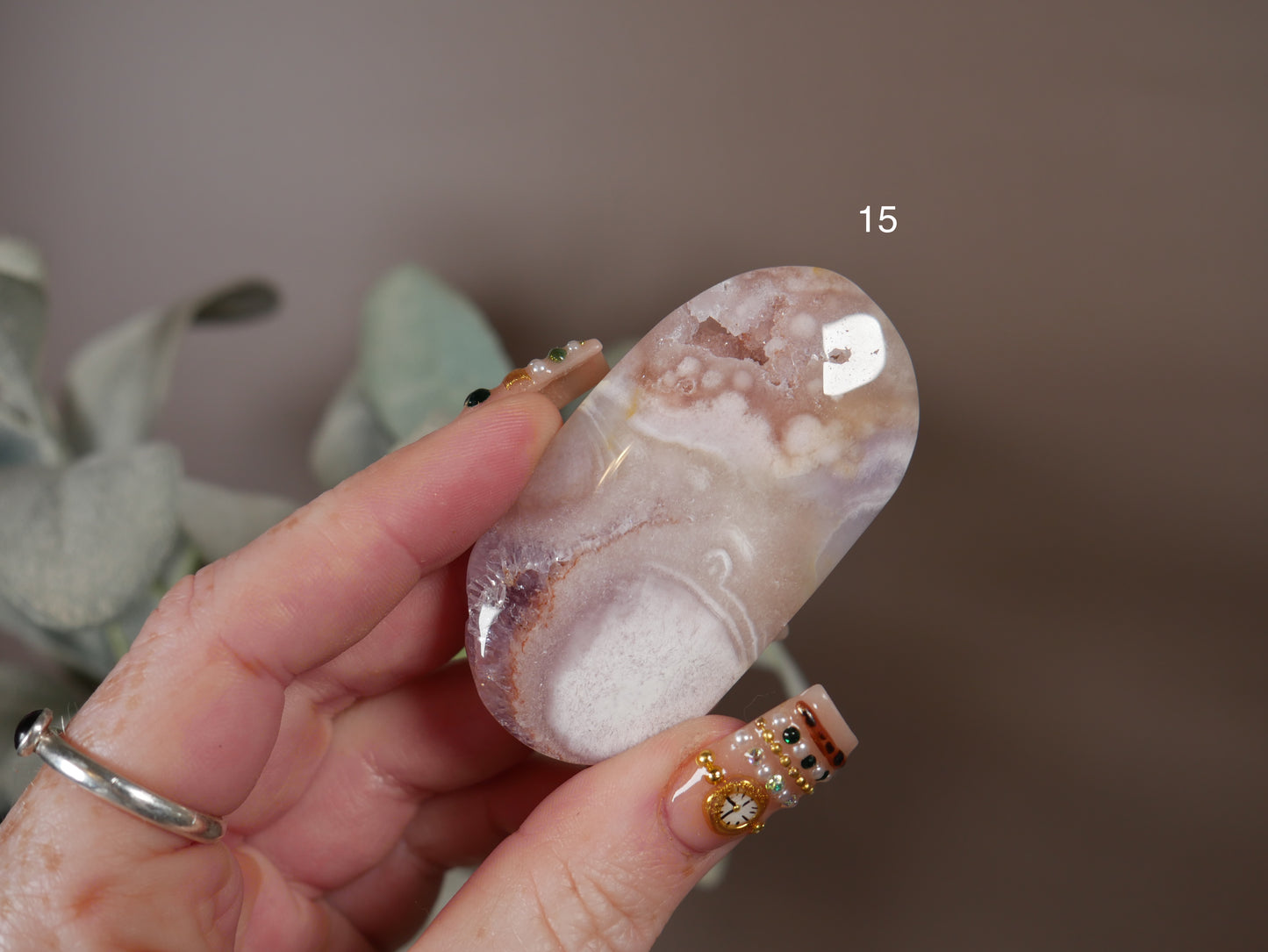 Pink Amethyst x Flower Agate Palm Stone [various]