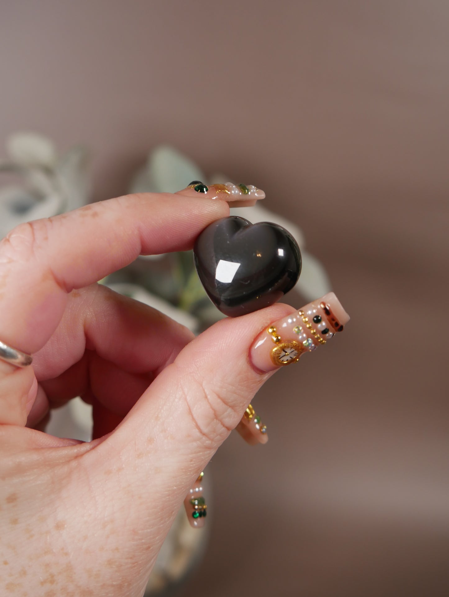 Rainbow Obsidian Puffy Heart