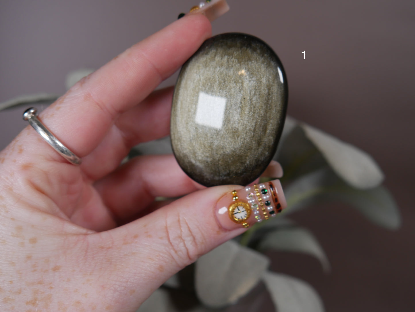 Gold Sheen Obsidian Palm Stone