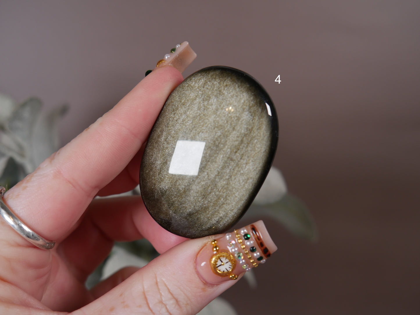 Gold Sheen Obsidian Palm Stone