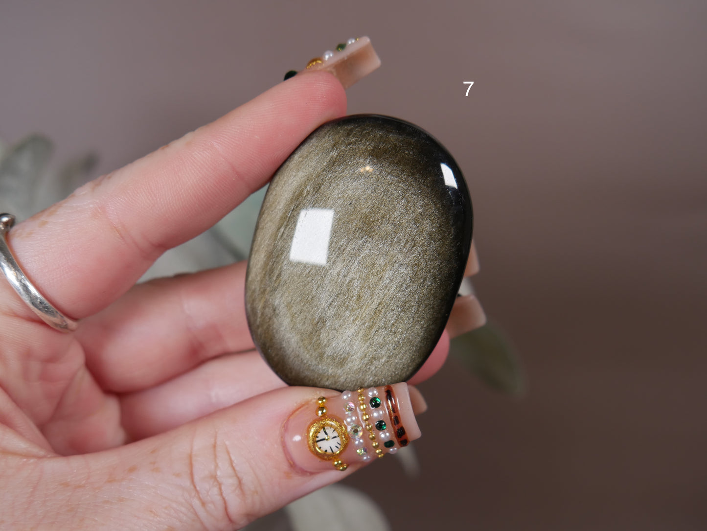 Gold Sheen Obsidian Palm Stone