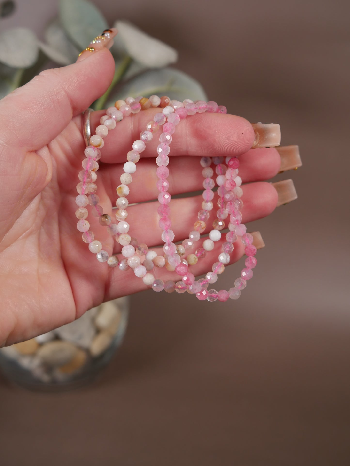 Faceted Flower Agate Bracelet