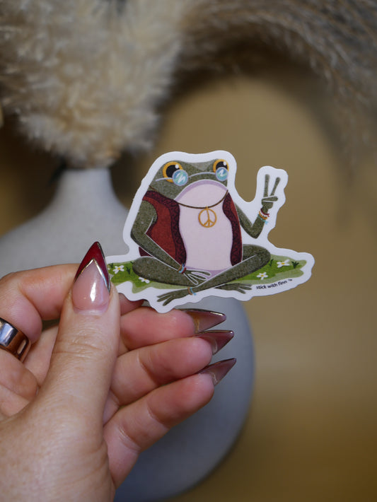 Hippie Frog Sticker