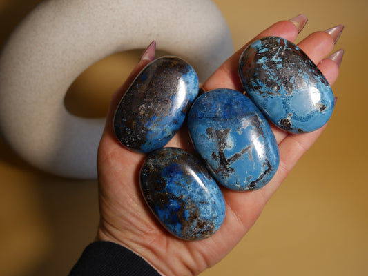 Shattuckite with Cuprite Palm Stone [various]
