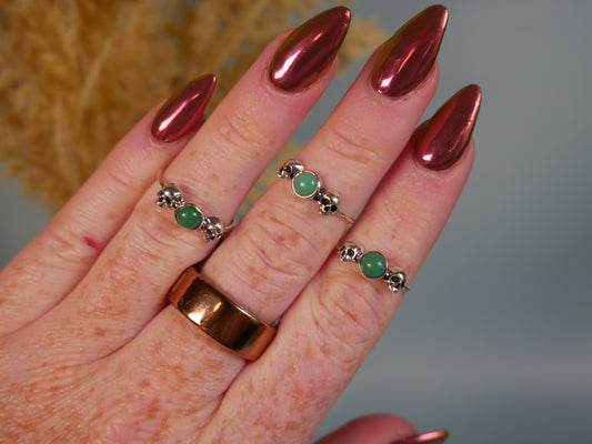 Chrysoprase Skull Ring