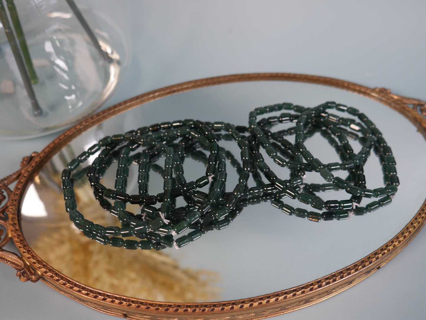 Guatemalan Jade Cylinder Bracelet - Small Bead