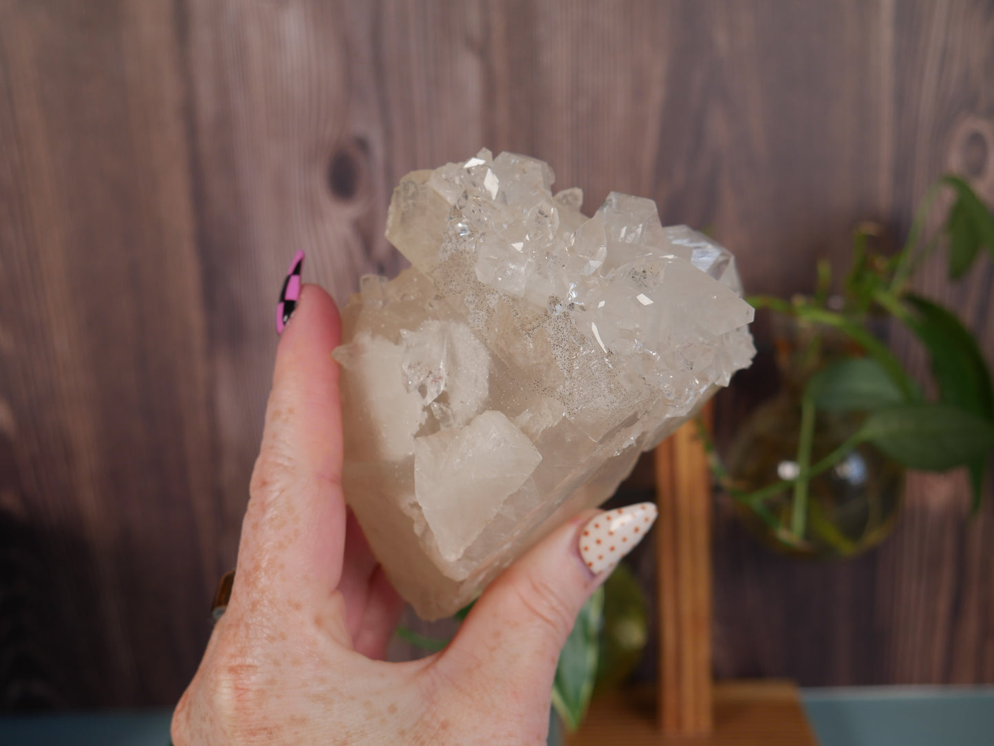 Apophyllite-Coated Calcite Cake Slice