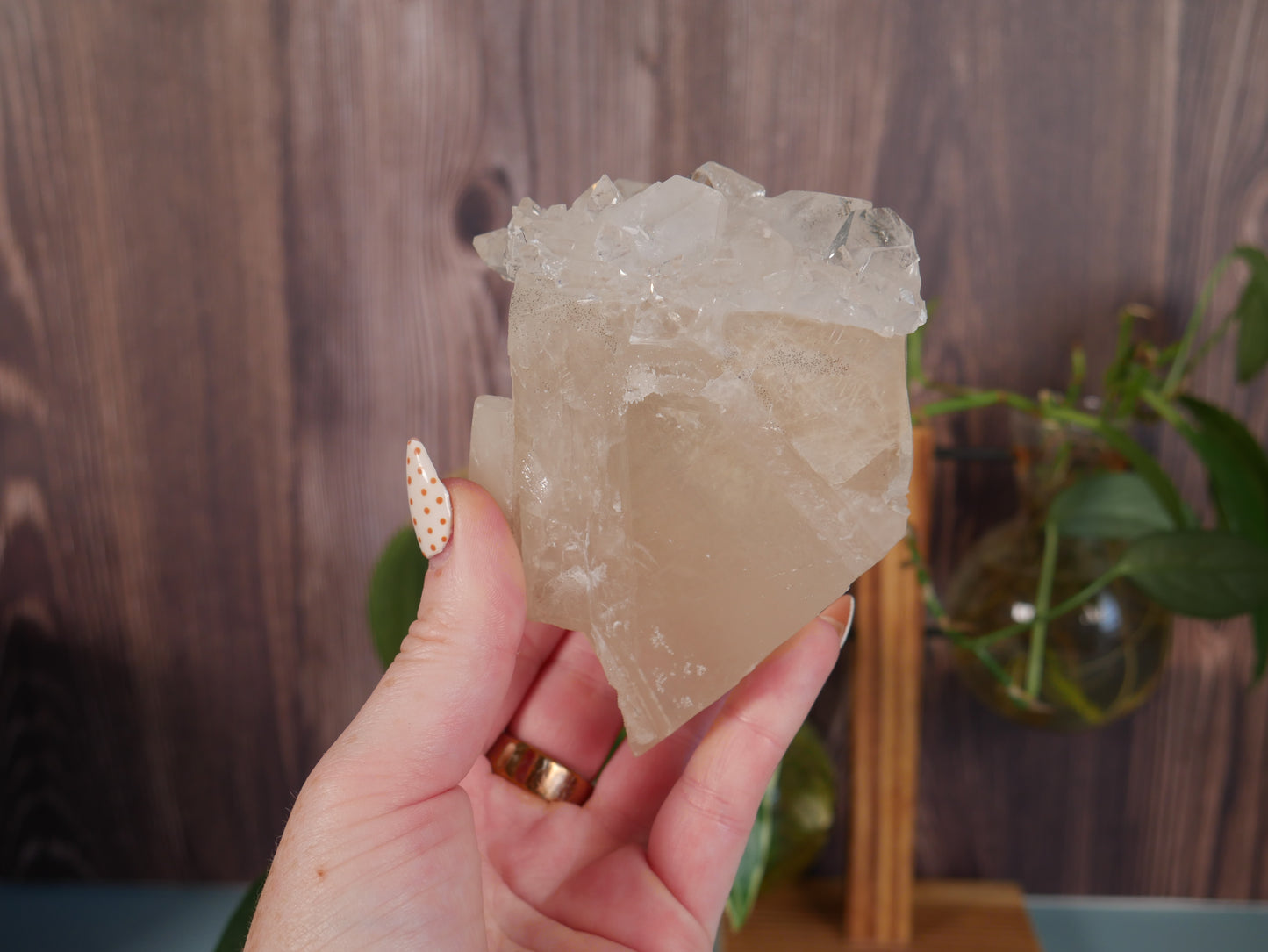 Apophyllite-Coated Calcite Cake Slice