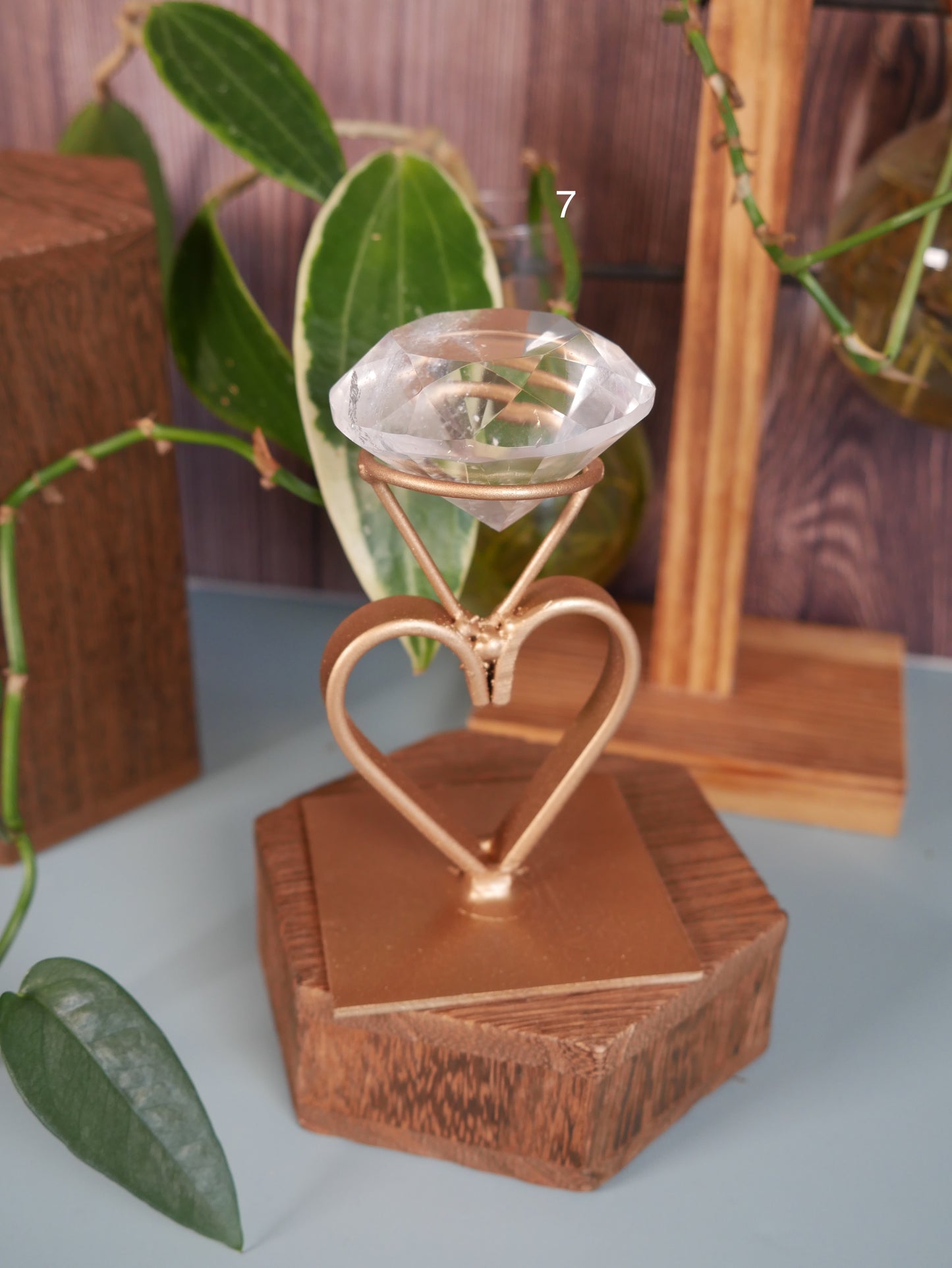 Brazilian Clear Quartz Diamond on Custom Stand [various]