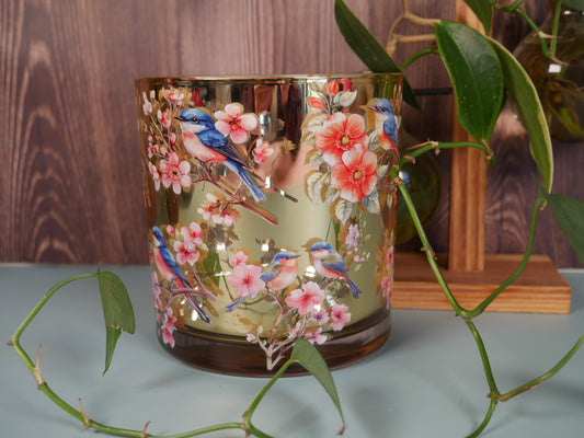 Choose Your Own Candle Scent - Blue Bird Cherry Blossom Vessel