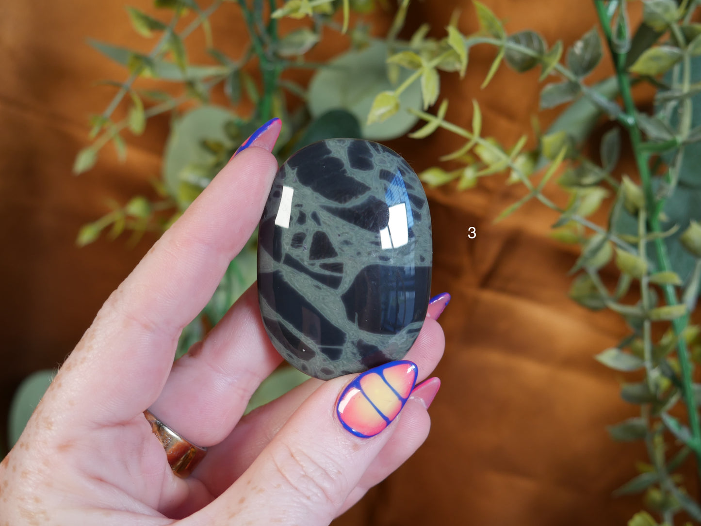 Spiderweb Obsidian Palm Stone [various]