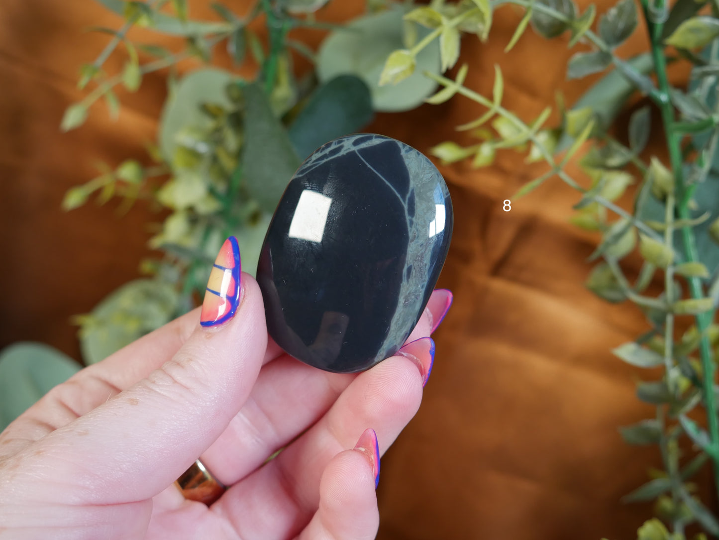 Spiderweb Obsidian Palm Stone [various]