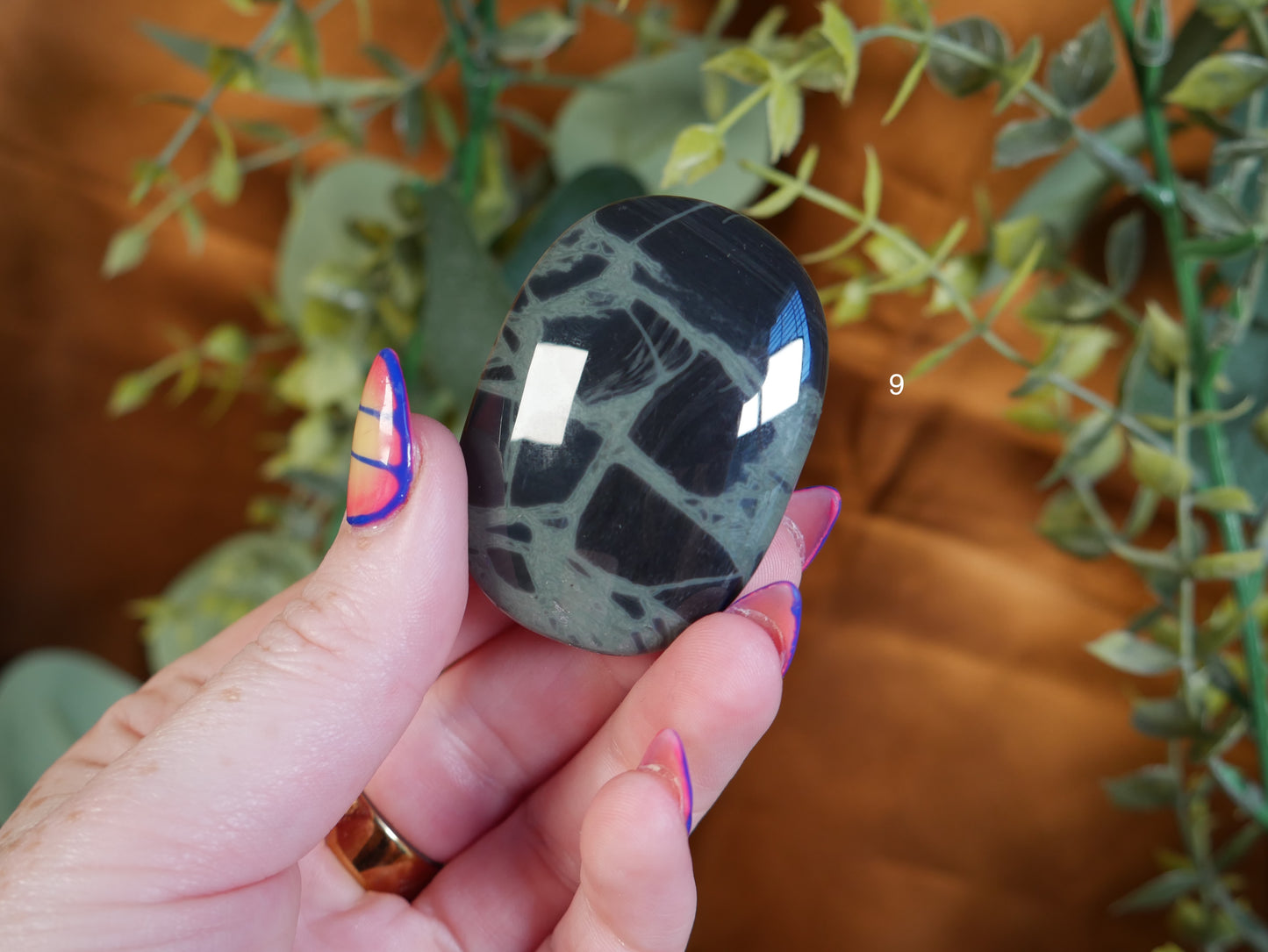 Spiderweb Obsidian Palm Stone [various]