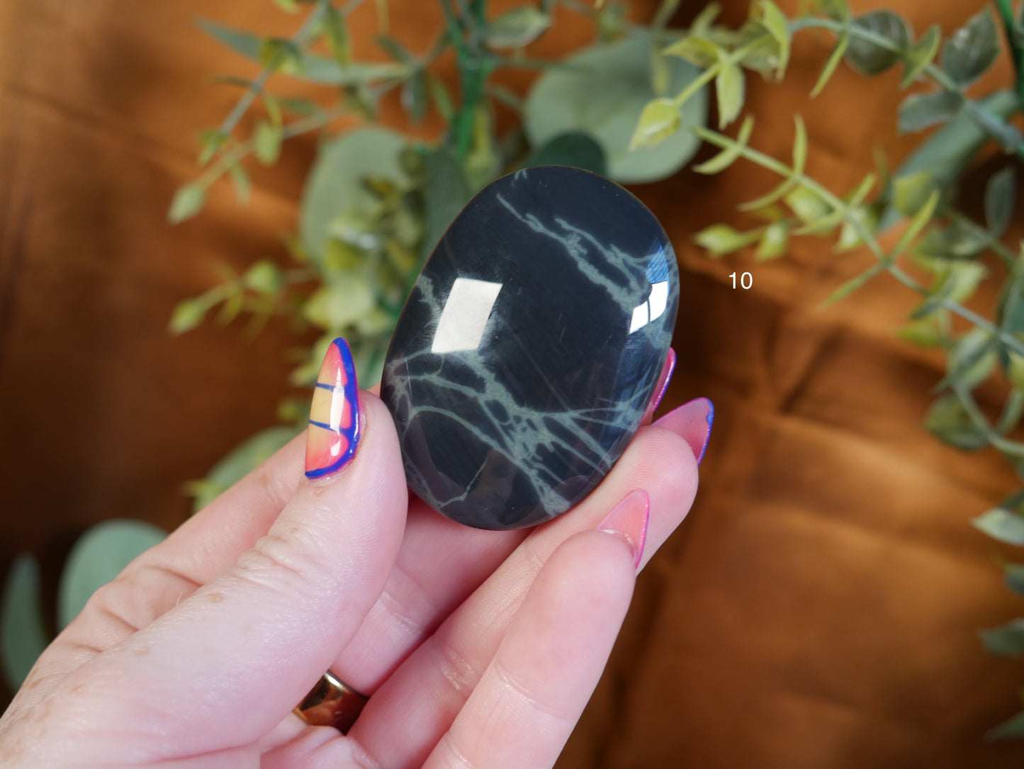 Spiderweb Obsidian Palm Stone [various]